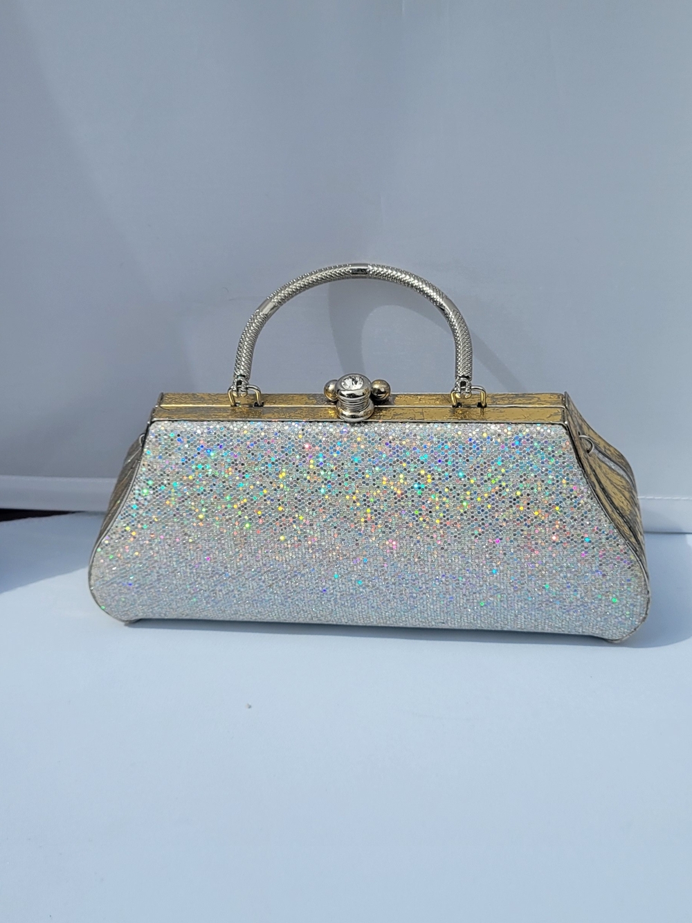 Vintage 1950/60 Silver Glitter Evening Top-Handle Bag